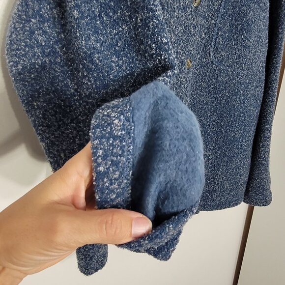 R&R Cozy Blue Fleece Collar Soft Comfy Button Down Cardigan Cottagecore Sweater - Picture 5 of 11